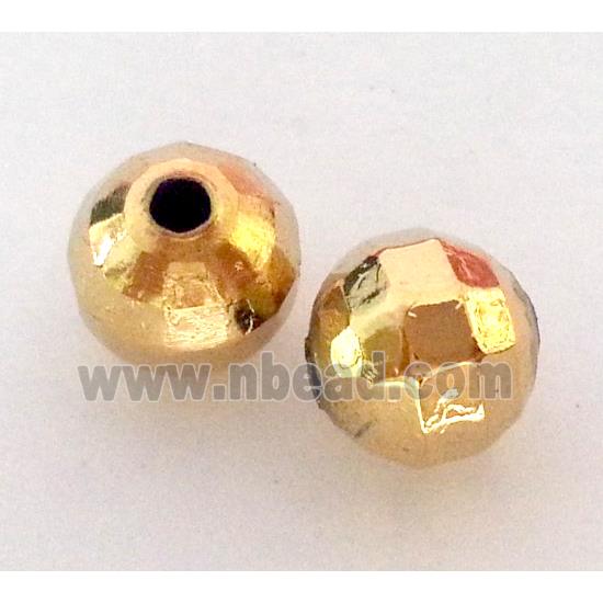 colorfast copper bead, faceted round, gold plated