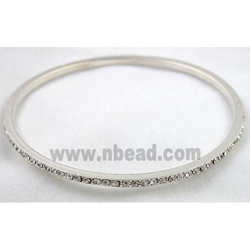 alloy bangle with rhinestone, duck-silver