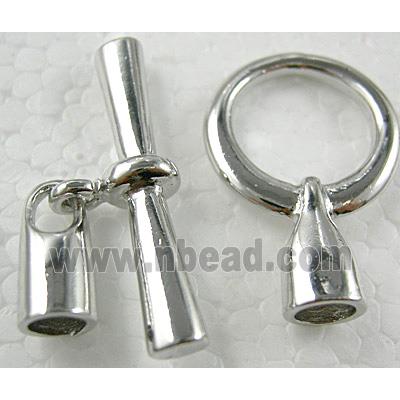 Platinum Plated Copper Toggle Clasp with cord end