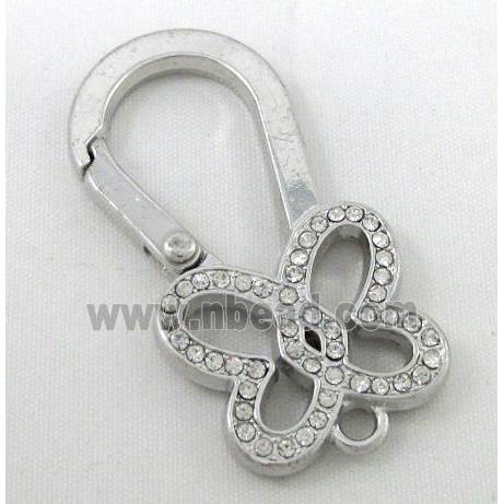 alloy Carabiner Clasp pave rhinestone, platinum plated