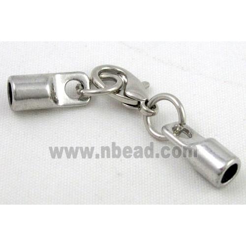 end of cord, alloy connector for necklace, bracelet, platinum plated