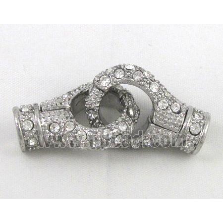 end of cord, magnetic alloy connector for necklace, bracelet, platinum plated