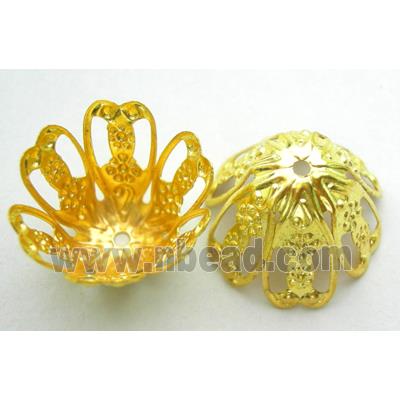 bead-cap, gold plated, iron