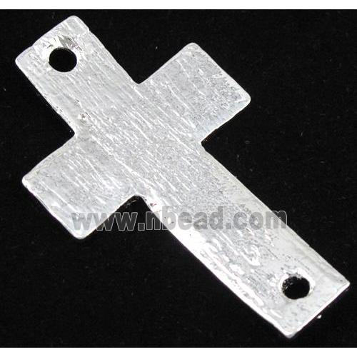 bracelet bar, cross, alloy connector, silver