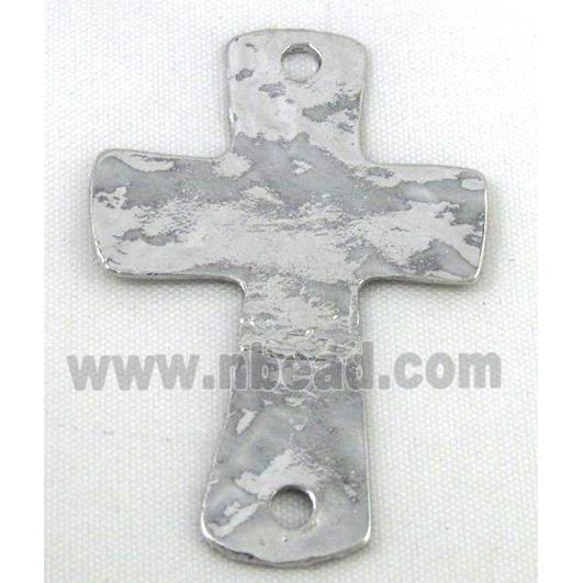 bracelet bar, hammered alloy cross connector, platinum