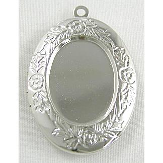 Necklace Photo Locket, Platinum Plated, copper