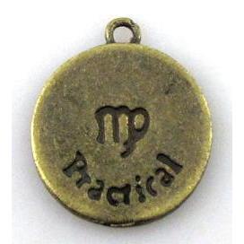 12 zodiac, Alloy pendant, bronze