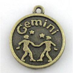 12 zodiac, Alloy pendant, bronze