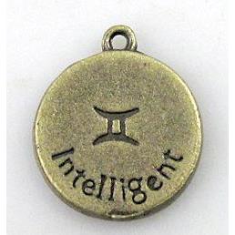 12 zodiac, Alloy pendant, bronze