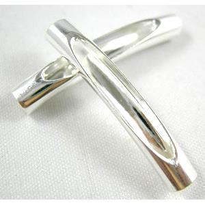 Silver Plated Light Curving Bracelet, necklace spacer Tube