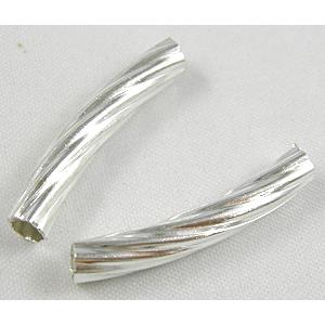 Silver Plated Light Curving Bracelet, necklace spacer Tube