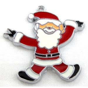 Santa claus pendant, Enamel, alloy, platinum plated