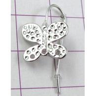 baroque style butterfly Hook Earring, copper, platinum plated