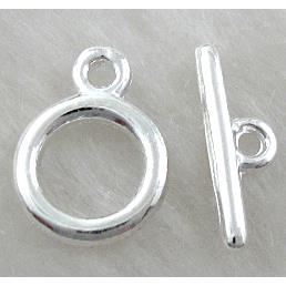 Toggle Clasp, alloy, silver plated, Lead Free, Nickel Free