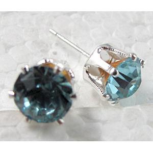 Silver Plated Copper Earring Pin, Rhinestone, Nickel Free