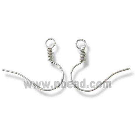 Earring Hook, iron, platinum plated