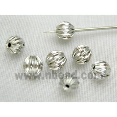 round corrugated beads, copper, platinum plated