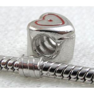 enamel stopper beads, heart, screw, alloy