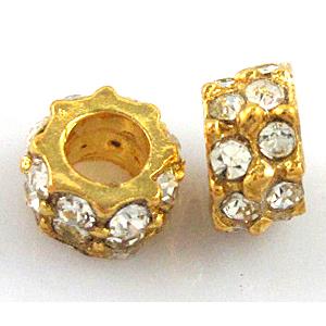 alloy bead with rhinestone, gold