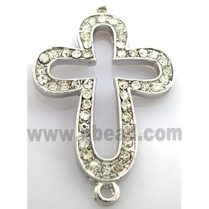 bracelet-bar, alloy connector with Rhinestone, platinum plated