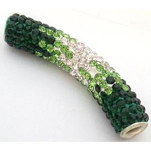 bracelet spacer, copper, fimo tube with rhinestone