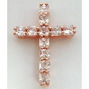 copper bead with zircon, cross, red copper