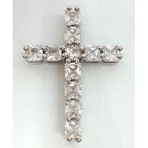 copper bead with zircon, cross, platinum plated