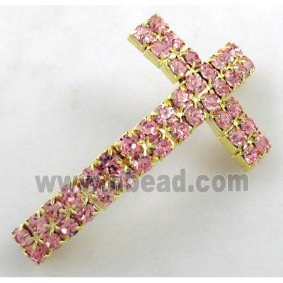 Bracelet bar, cross, copper tube with rhinestone