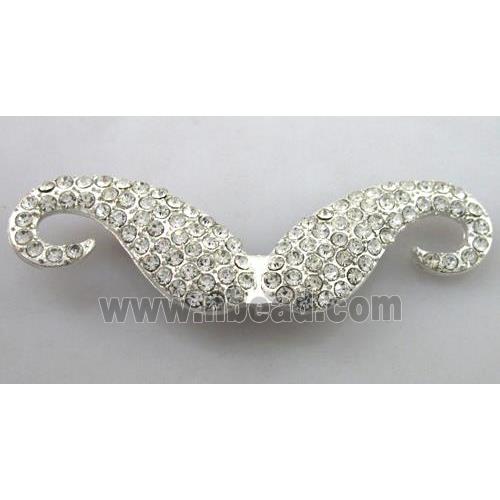 alloy Mustache pendants pave rhinestone silver plated