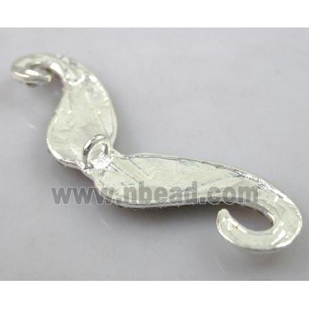 alloy Mustache pendants pave rhinestone silver plated