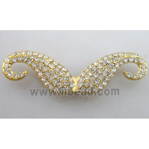 alloy Mustache pendants pave rhinestone gold plated