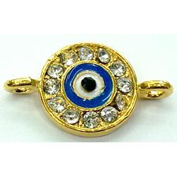 eyes bracelet bar, enamel alloy with Rhinestone, gold