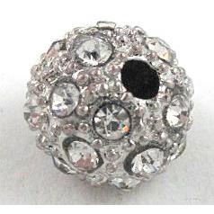 Alloy bead with rhinestone, round