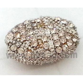 Bracelet bar, alloy bead with rhinestone, platinum plated