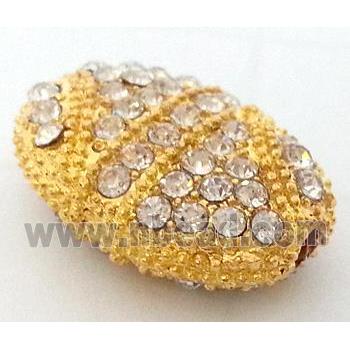 Bracelet bar, alloy bead with rhinestone, gold