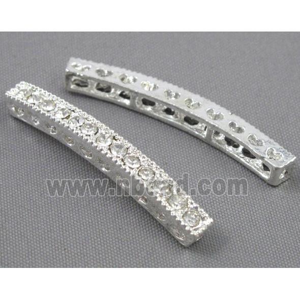 bracelet bar, alloy with Rhinestone, silver plated