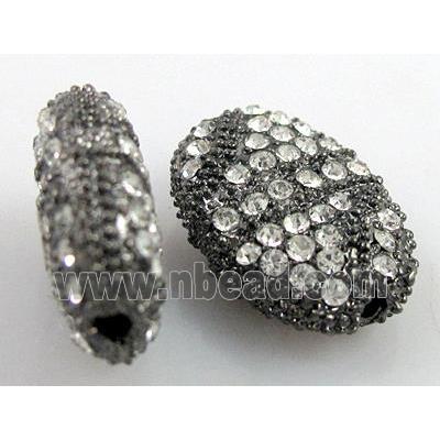 bracelet spacer, alloy bead with rhinestone, black