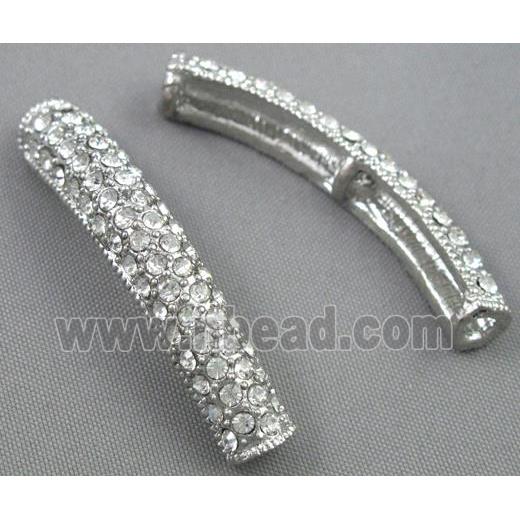 bracelet bar, alloy bead with rhinestone, platinum plated