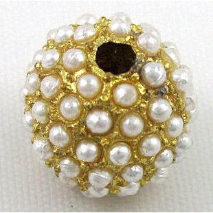 alloy bead, pave plastic pearl