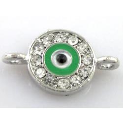 evil eye bracelet-bar, enamel alloy with Rhinestone, platinum plated