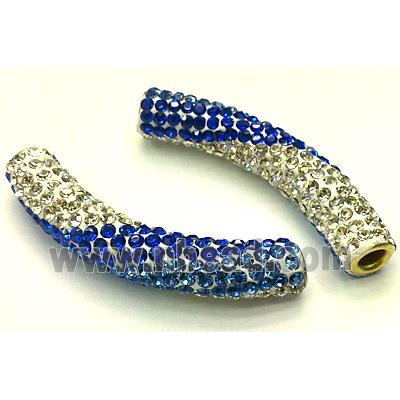 polymer clay paved rhinestone, curved sideways