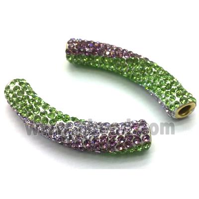 polymer clay paved rhinestone, curved sideways