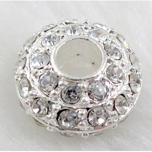 alloy bead with rhinestone, silver plated