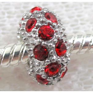 alloy bead with rhinestone, platinum plated