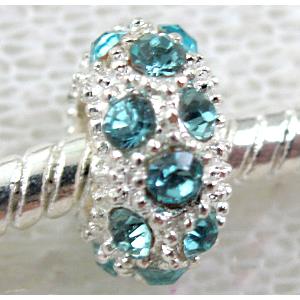 alloy bead with rhinestone, silver plated