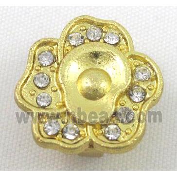 bracelet bar, alloy spacer with rhinestone, gold plated