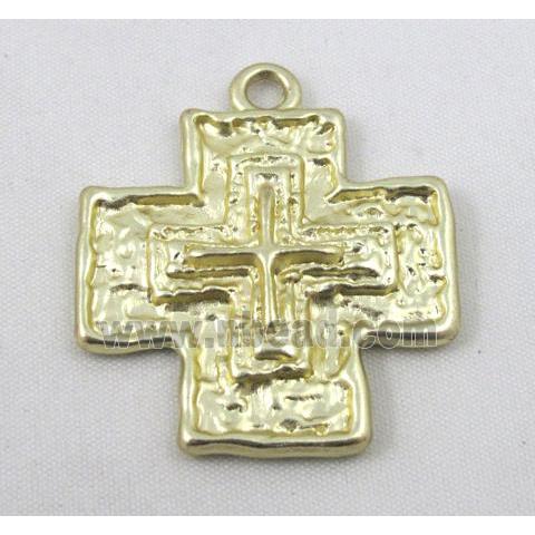 cross alloy pendant, duck- gold