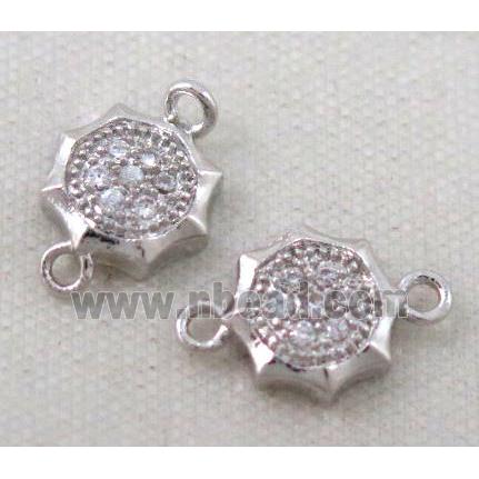 zircon, copper connector, platinum plated