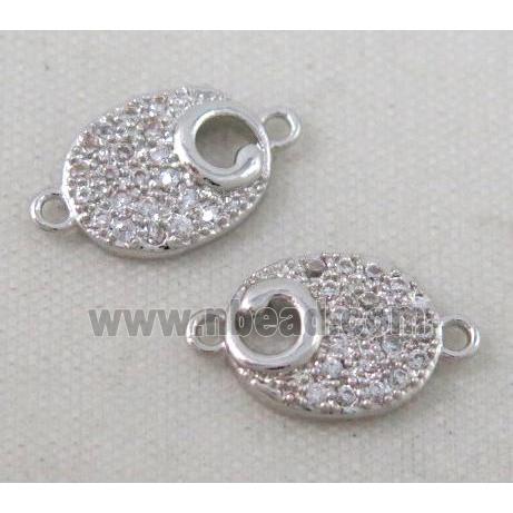 zircon, copper connector, platinum plated