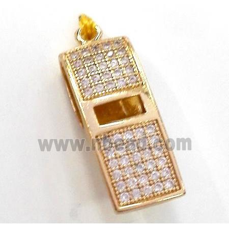 zircon, copper pendant, gold plated